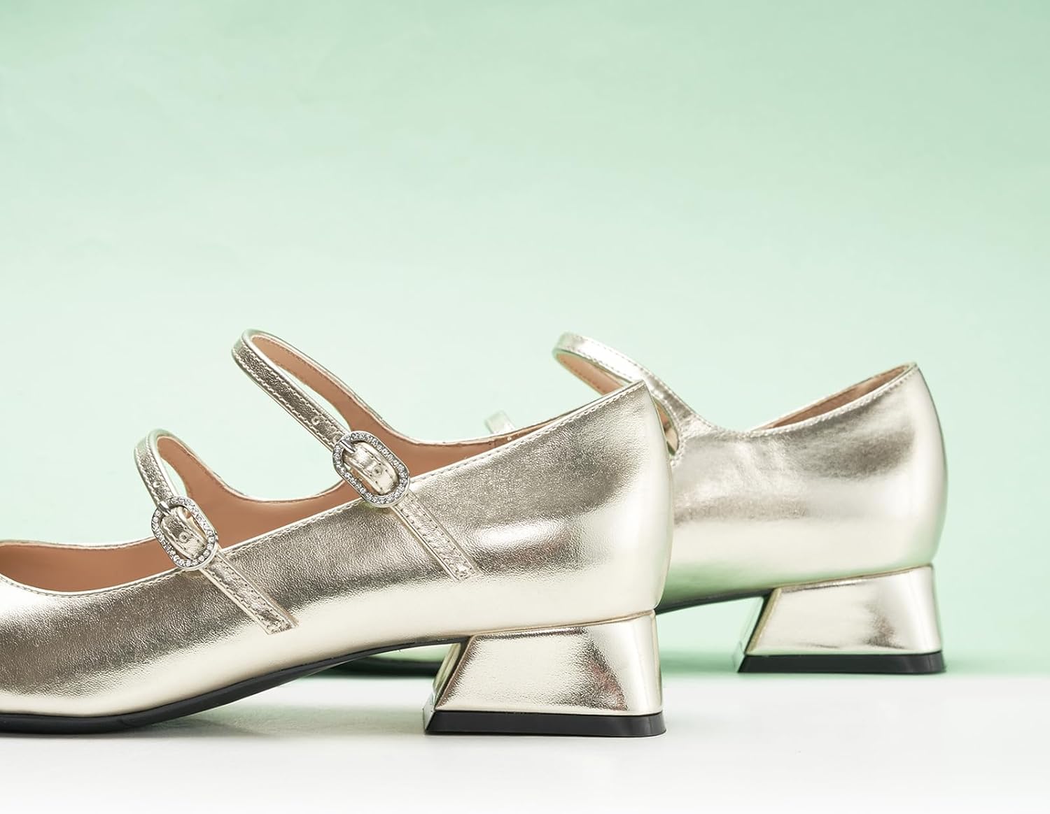 C.Paravano Womens Pumps | Mary Jane Shoes | Square Toe Low Heels | Block Heels