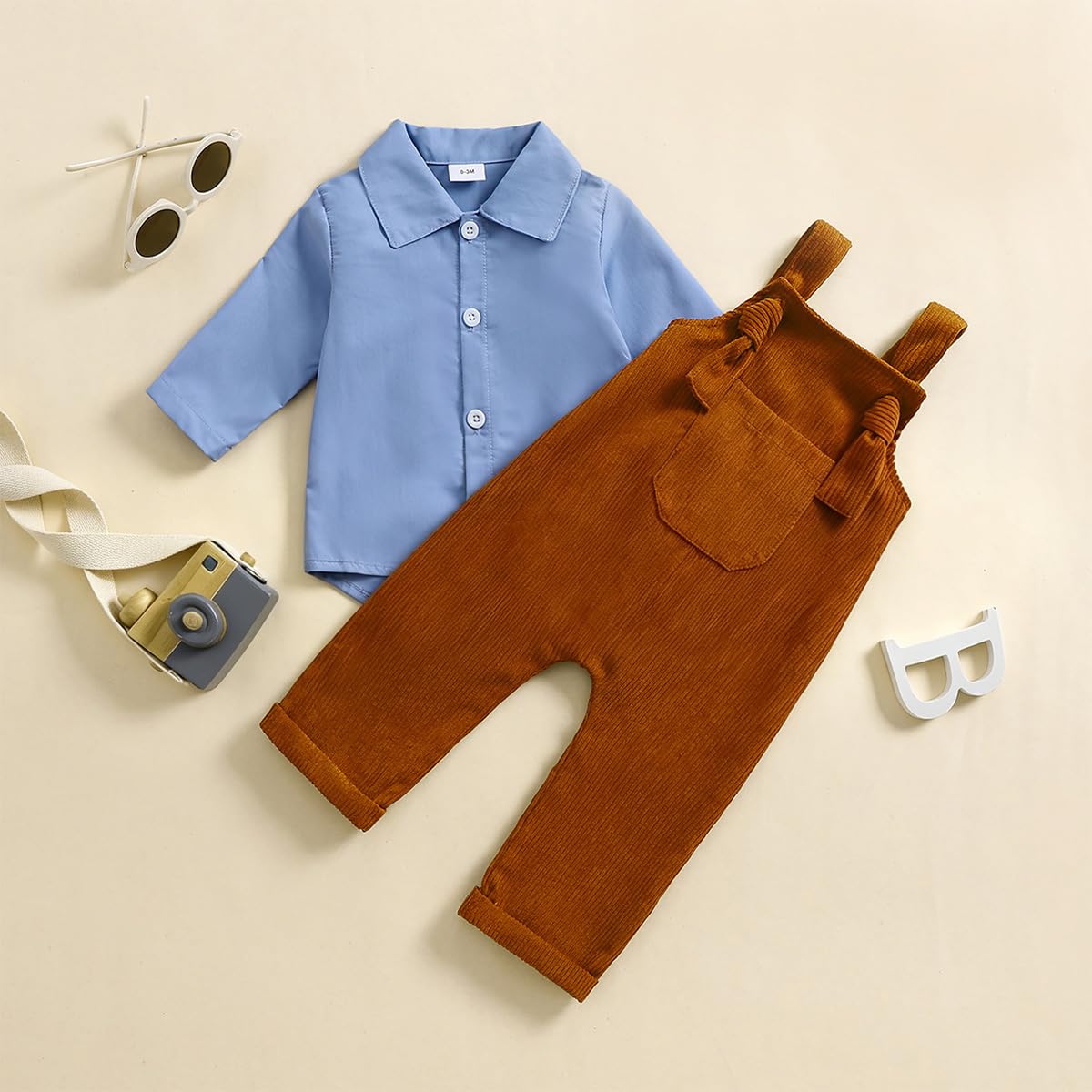 Vestiti Set Neonato Manica Lunga Tuta+Gentleman Salopette Velluto a Coste