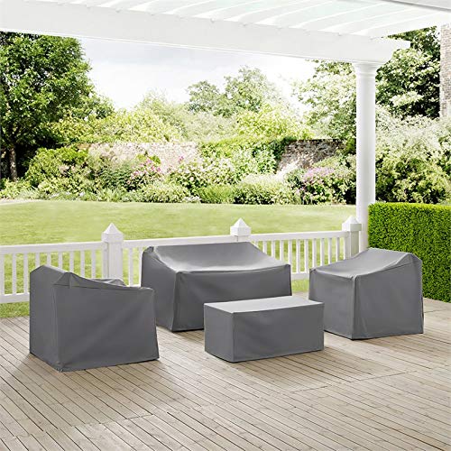 Afuera Living 4-Piece Vinyl Outdoor Loveseat Cover Set in Gray