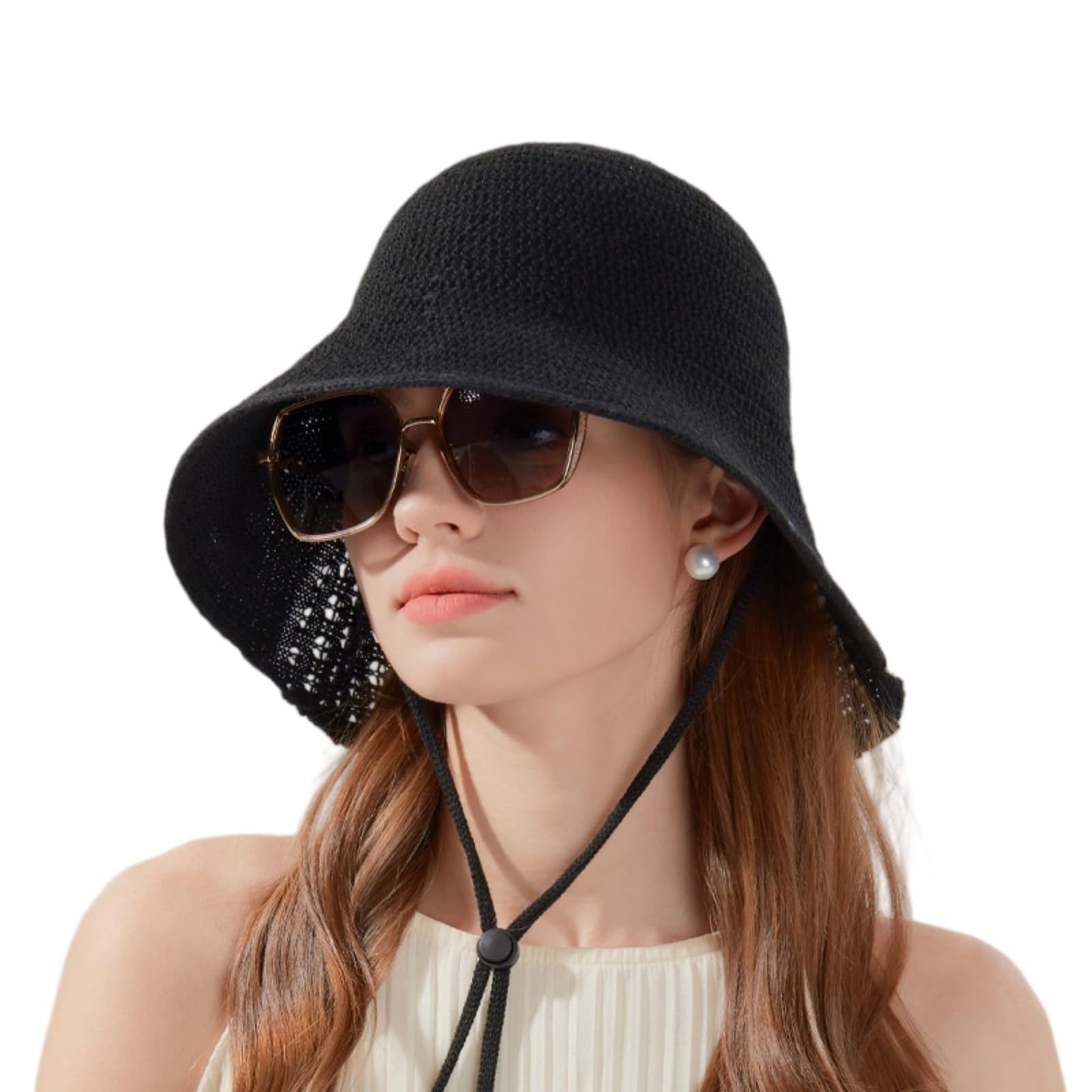 Cappellino da Baseball,Cappello Pescatore Cappello A Secchio di Paglia Tessuto Mano delle Donne, al Sole Cavo Traspirante per L'uso Viaggio della Spiaggia Estiva-Gray