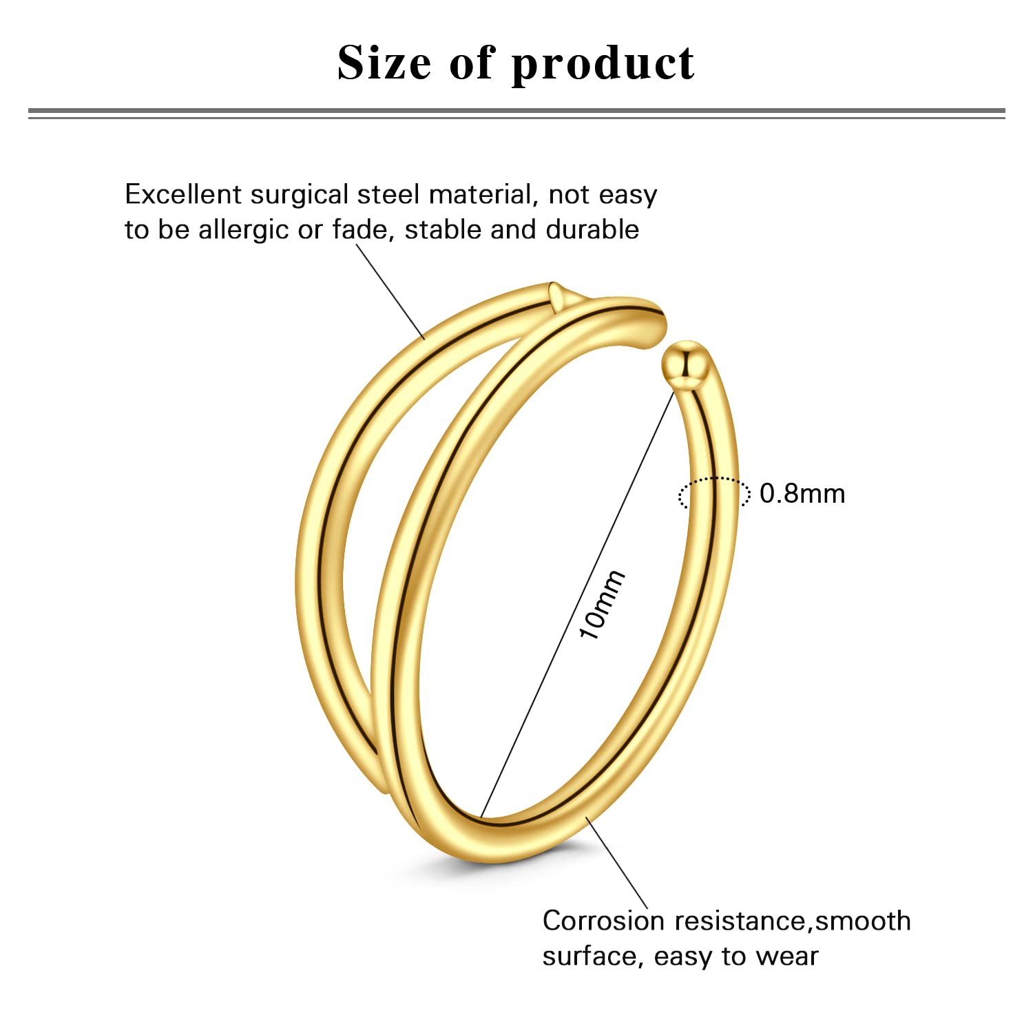 LAURITAMI Pendientes Piercing Nariz de Acero Quirúrgico Perno Curvos 20G 7 mm Tornillo Espiral L Forma Opal CZ Estilos Joyas — view 3