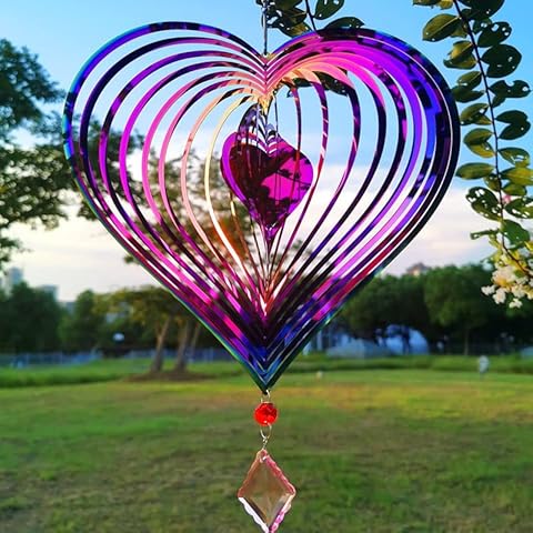 Wind Spinner Purple Gradient Heart 3D Decoration Cover