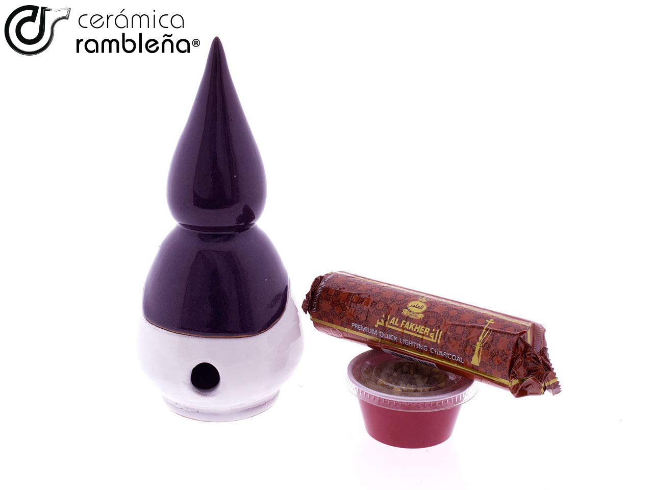 Encensoir nazarène blanc et violet - Bruleur Encens Religieux - Encens de Bar - Encens Originaux - Encens Semainier Sainte 9 x 9 x 19 cm - Accessoires Inclus