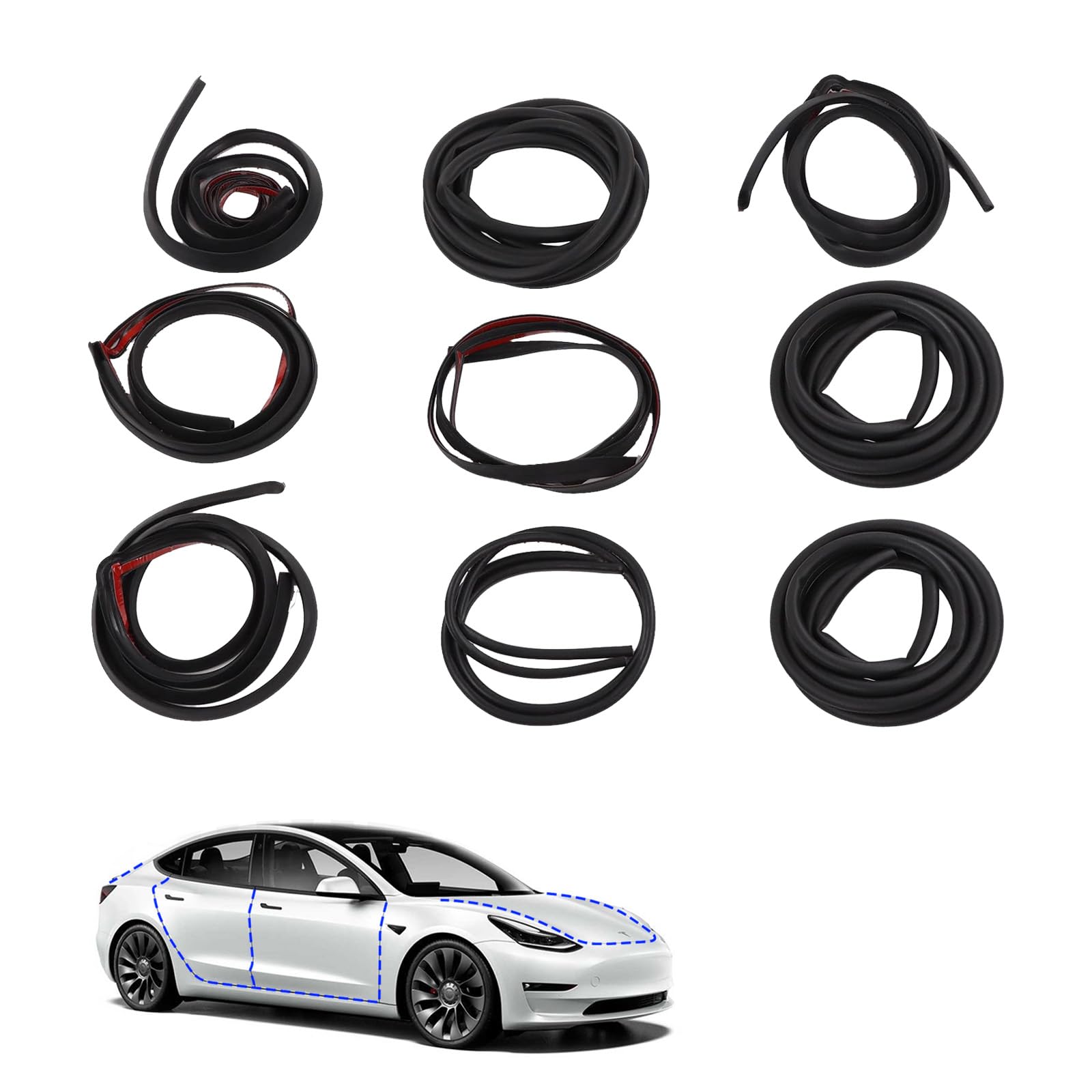 Kit D'étanchéité Pour Tesla Model 3 - Joints Portes Et Coffre | Réduction Bruit Vent Et Saleté | Joints Caoutchouc EPDM Adhésifs - 5
