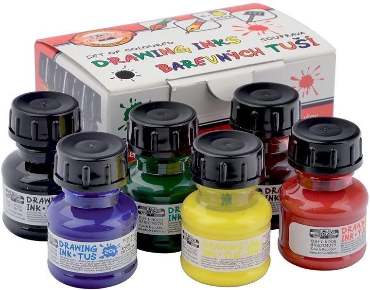 Koh-I-Noor 1417S0601KK 20 g Technical Drawing Ink (Pack of 6)