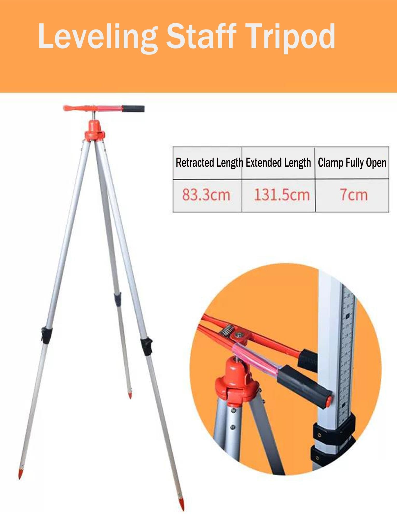 Mira de Nivelación de Aluminio, Regla Telescópica con Escala Doble