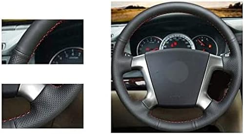 Miniatura 4 de DIY Hand-Stitched Black Leather Non-Slip Car Steering Wheel Cover Accessories,for Chevrolet Epica 2006-2013 Car Decor,Black
