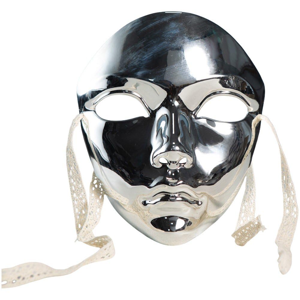 Luxylei Masquerade Full Mask Silver Gold Metallic Cosplay Mask Full Face Mask Party Mask for Masquerade Ball Mardi Gras Carnival Halloween Party