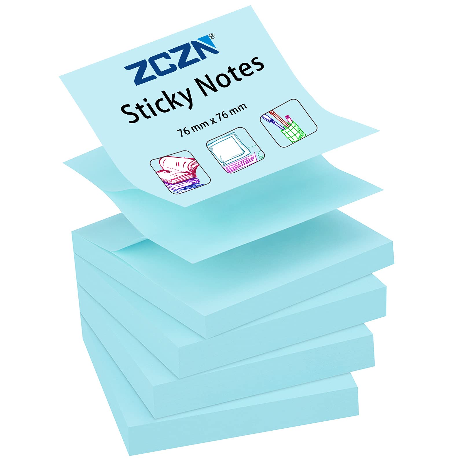 Amazon.co.jp: ZCZN 付箋 ポップアップ ノート 詰替用 76x76mm 100枚x4