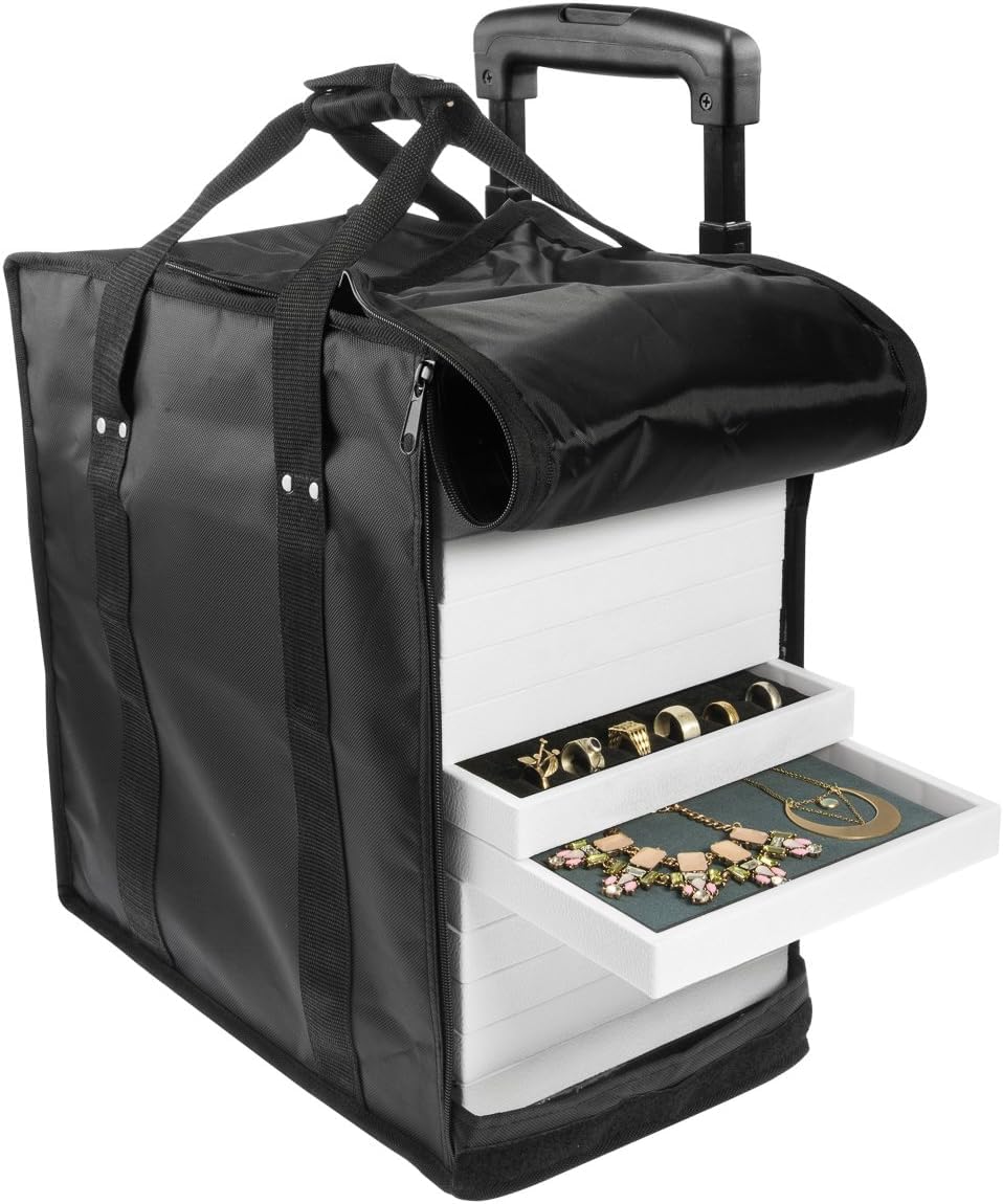 SE Jewelry Carrying Case, Black - Water-Resistant, Foam-Lined, 14-Tray Capacity (Trays Not Included) - JT916TCB-WW