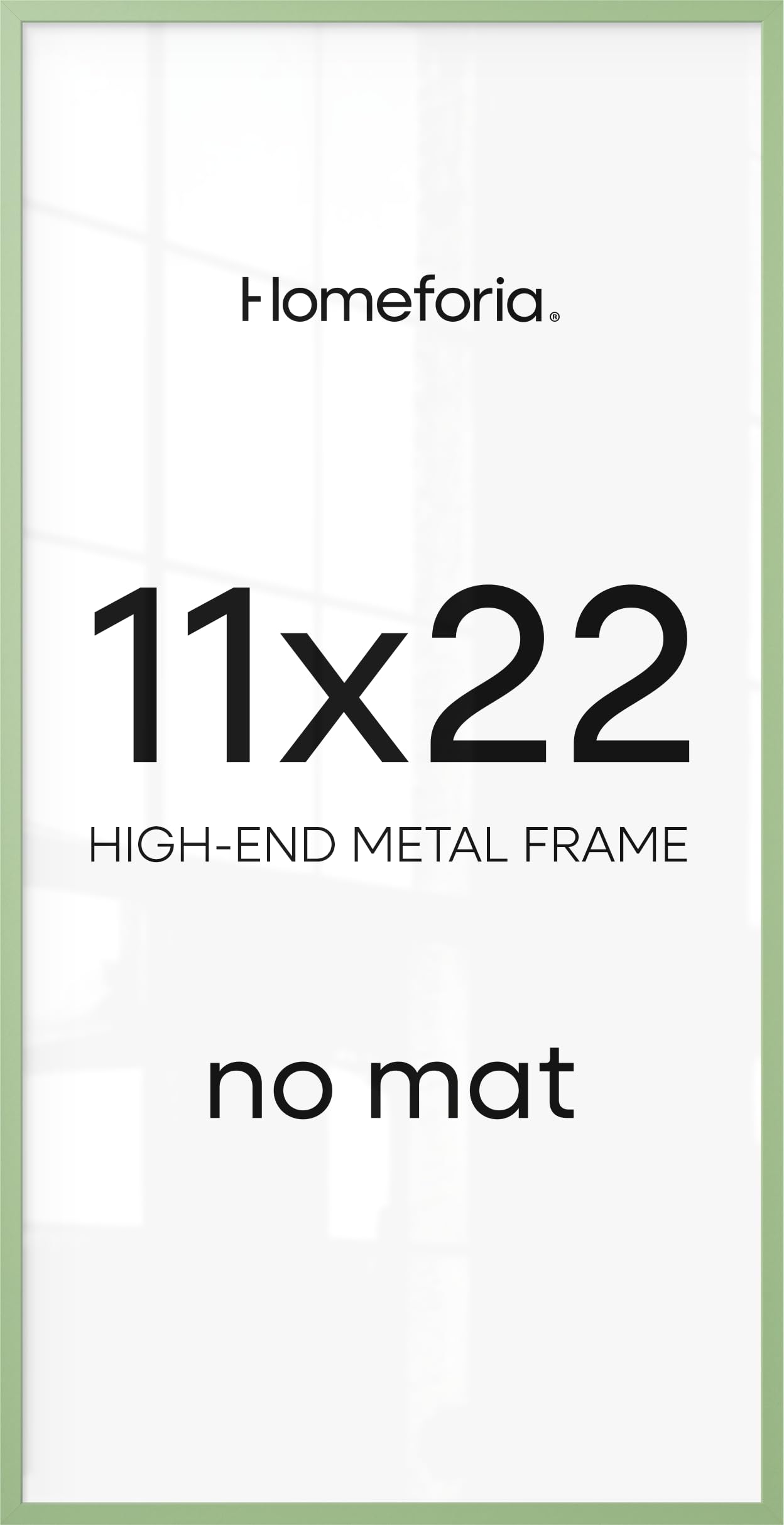Homeforia 11x22 Green Newspaper Picture Frame, High-End Metal, Glass | High End Aluminum, Tempered Glass, 11x22 in Edge-to-Edge Display 22x11, Wall Kit, Set Of 1