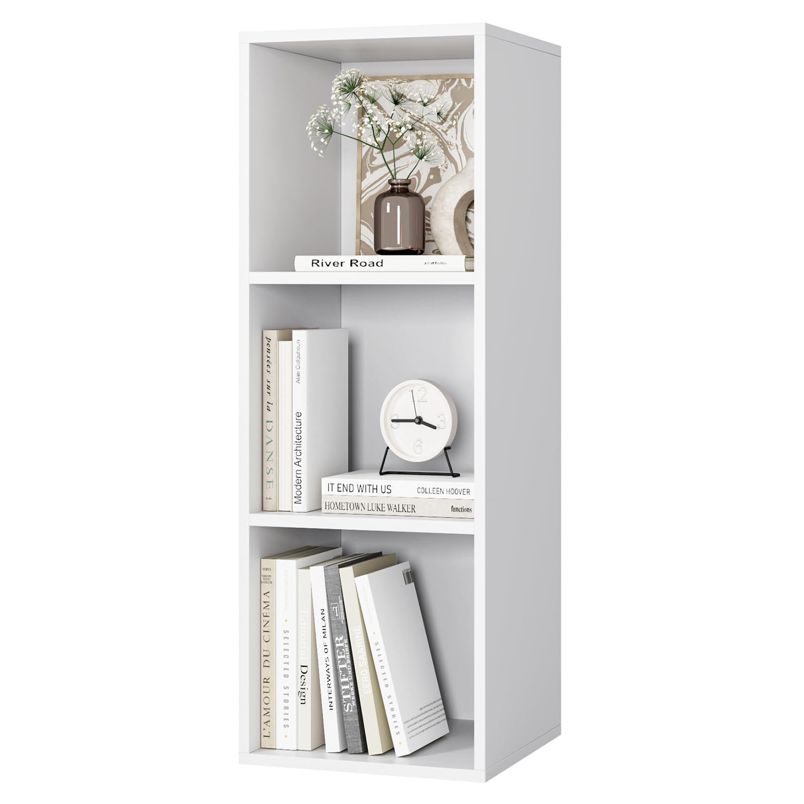 Bücherregal mit 3 Fächern Regal 30 cm breit, Würfelregal schmal