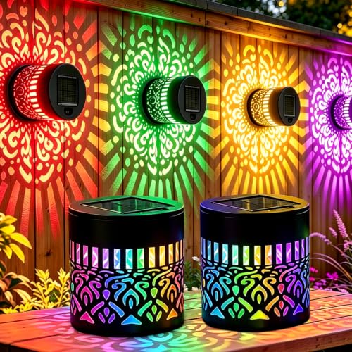 LETEN Solar Mandala Wall Lights 2 Pack Mandala Solar Garden Lights