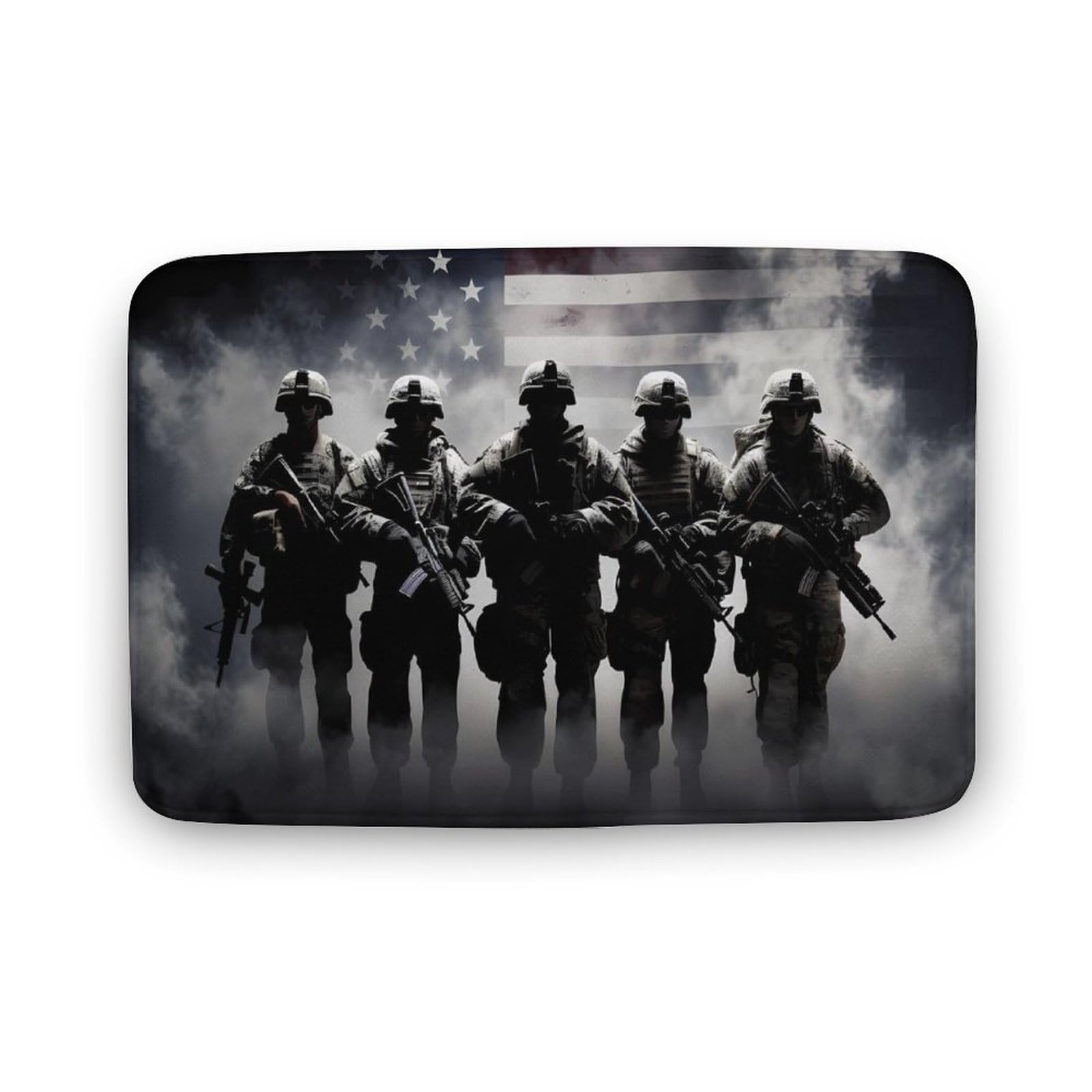 Grunge American Army Soldiers with Flag Coral Velvet Rugs Non-Slip Bathroom Rugs Soft Kitchen Rug Floor Carpet for Home Decor 19.7