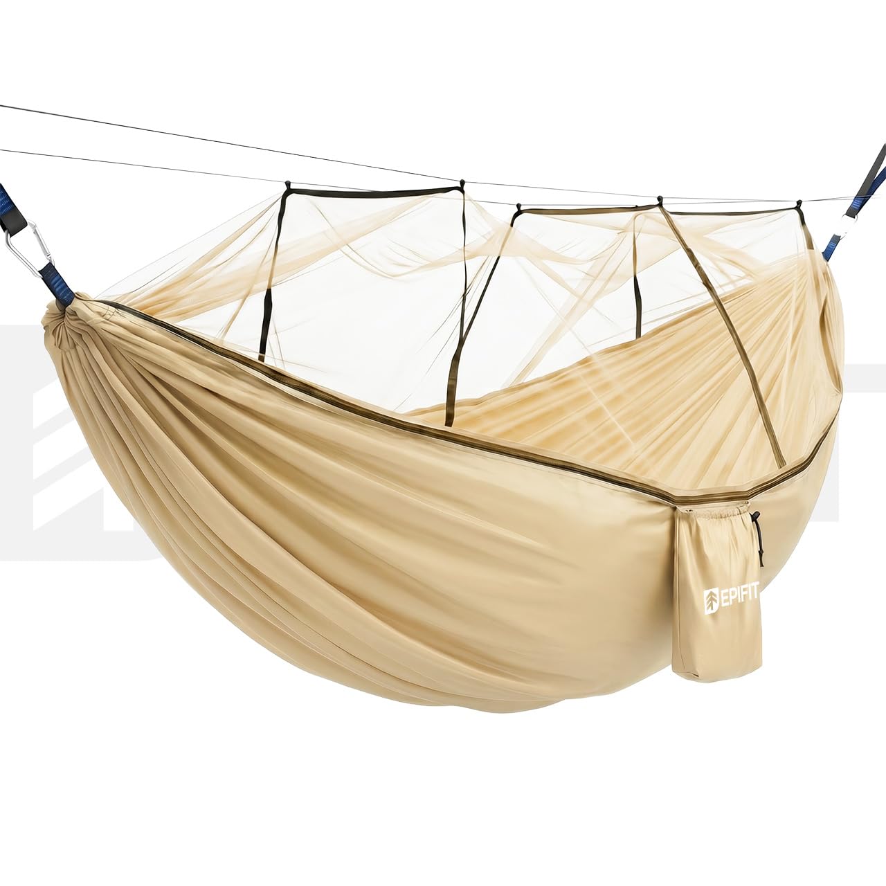 hamak z moskitierą 330 x 140 cm do 200 kg – hamak podróżny z nylonu 210T, lekki do kempingu, ogrodu i trekkingu Ranger Sahara