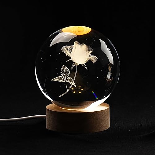 Miniatura 4 de YUANHEN Lámpara nocturna de bola de cristal de ciervo 3D, luz cálida, cargador de pared USB compacto 5V1A, salida 1 para cumpleaños, Navidad,