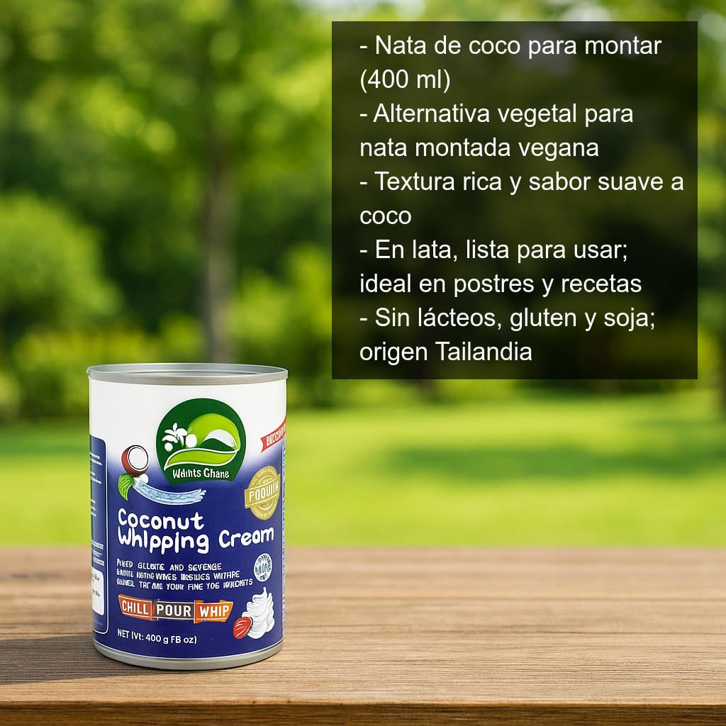 Nata de coco para montar 400 ml alternativa vegetal vegana cremosa sin lácteos gluten ni soja