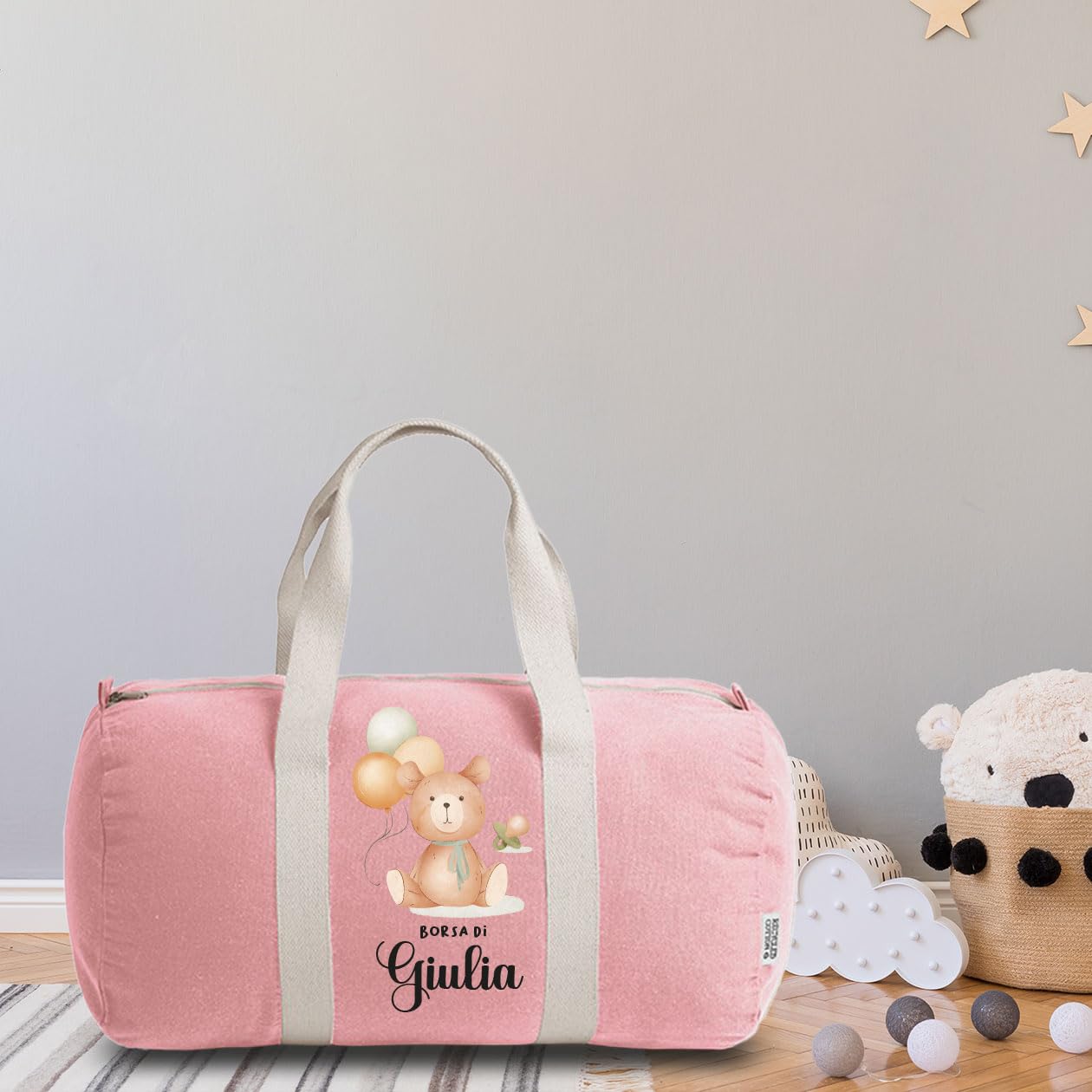 ''Bear girl'' Borsone Personalizzato per Neonato Diversi colori disponibili Idea Regalo Natale Nascita Mamma per il cambio neonato ospedale per neogenitori da viaggio neo mamma