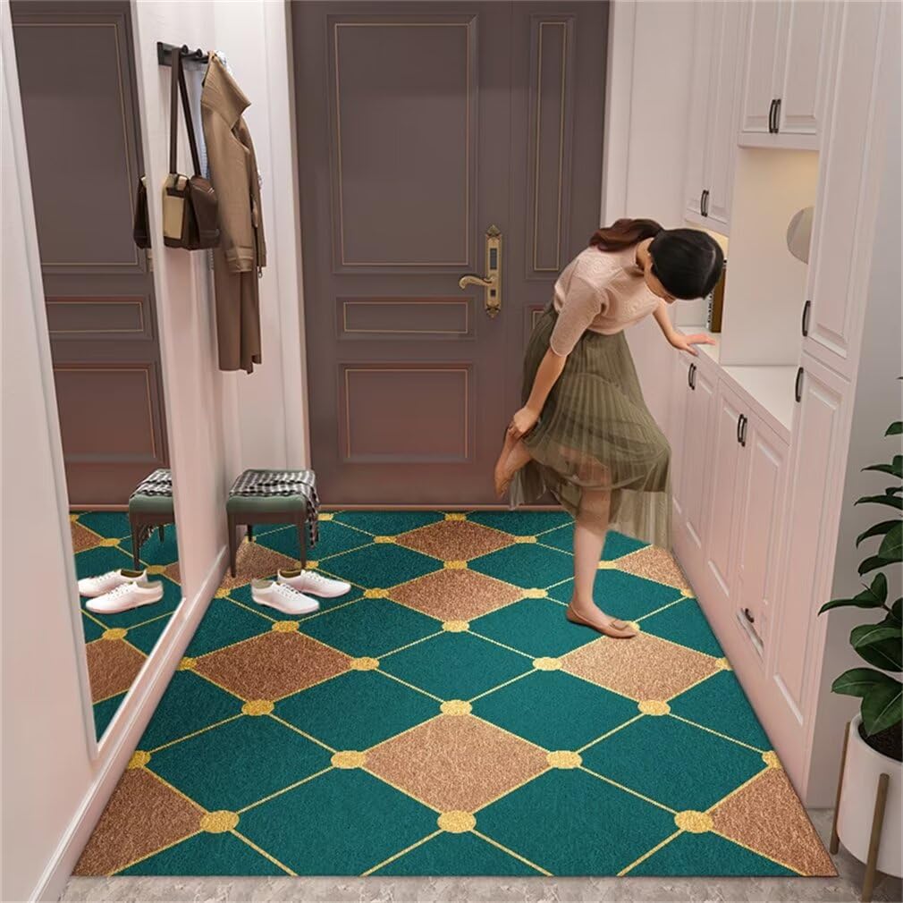 Tapis couloir 120x200 géométrique bleu à poil court pour entrée et chambre moderne