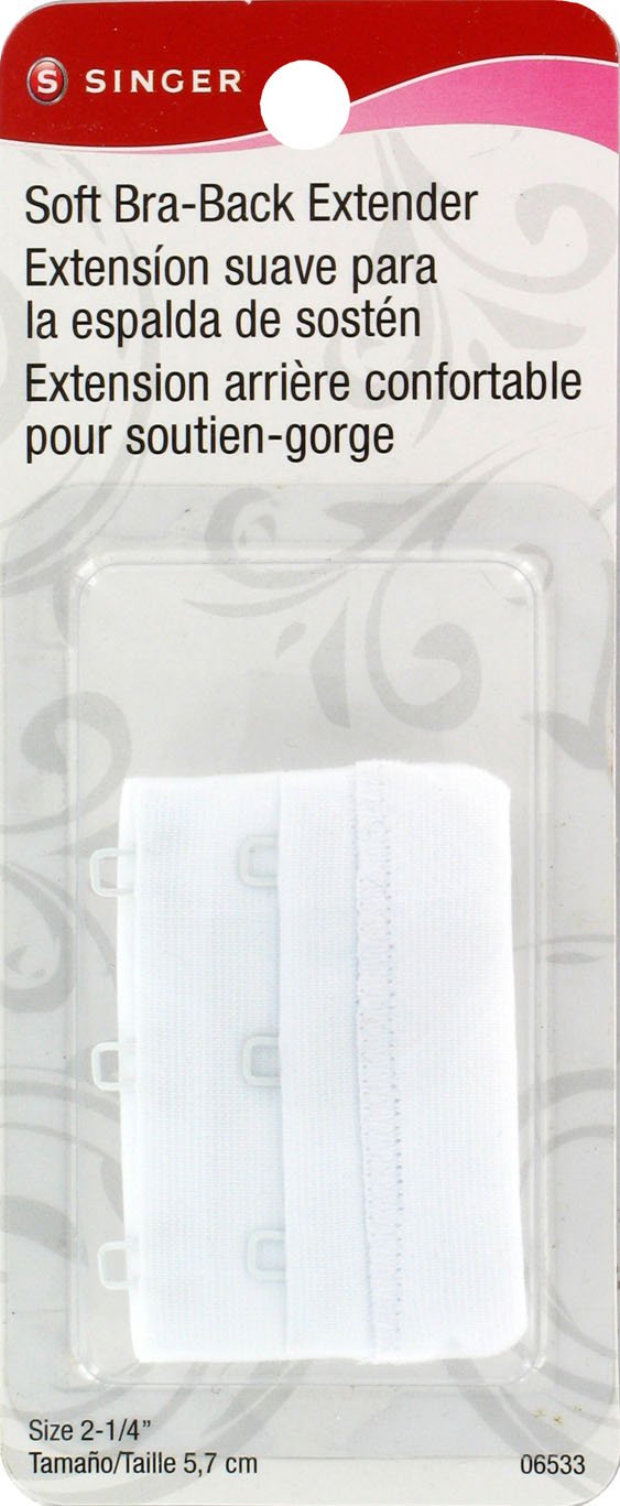 Singer Dyno Merchandise Soft Back Bra Extender with 3 Hooks, 2-1/4-Inch, White