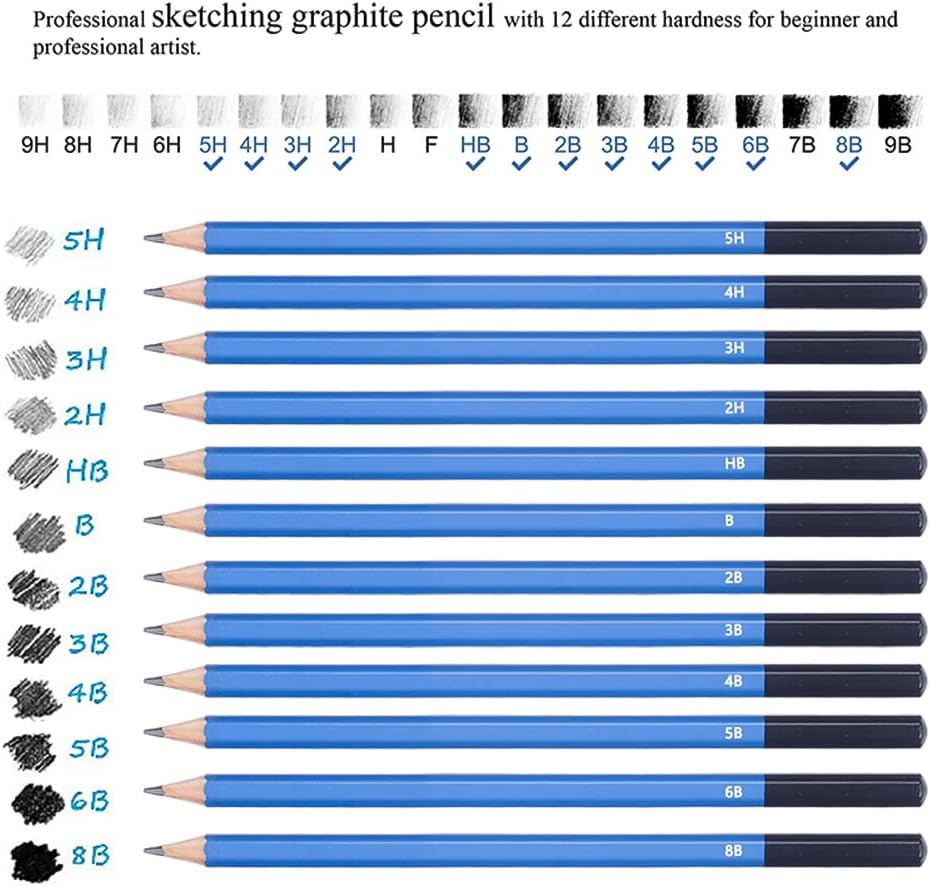 33 Pack Sketching Drawing Kit Pro Sketching Supplies with Charcoal Pencils, Sketch Pencils, Charcoal Stick, Sharpener, Eraser for Artists Adults Teens Beginner Kid, Ideal for Shading, Blending