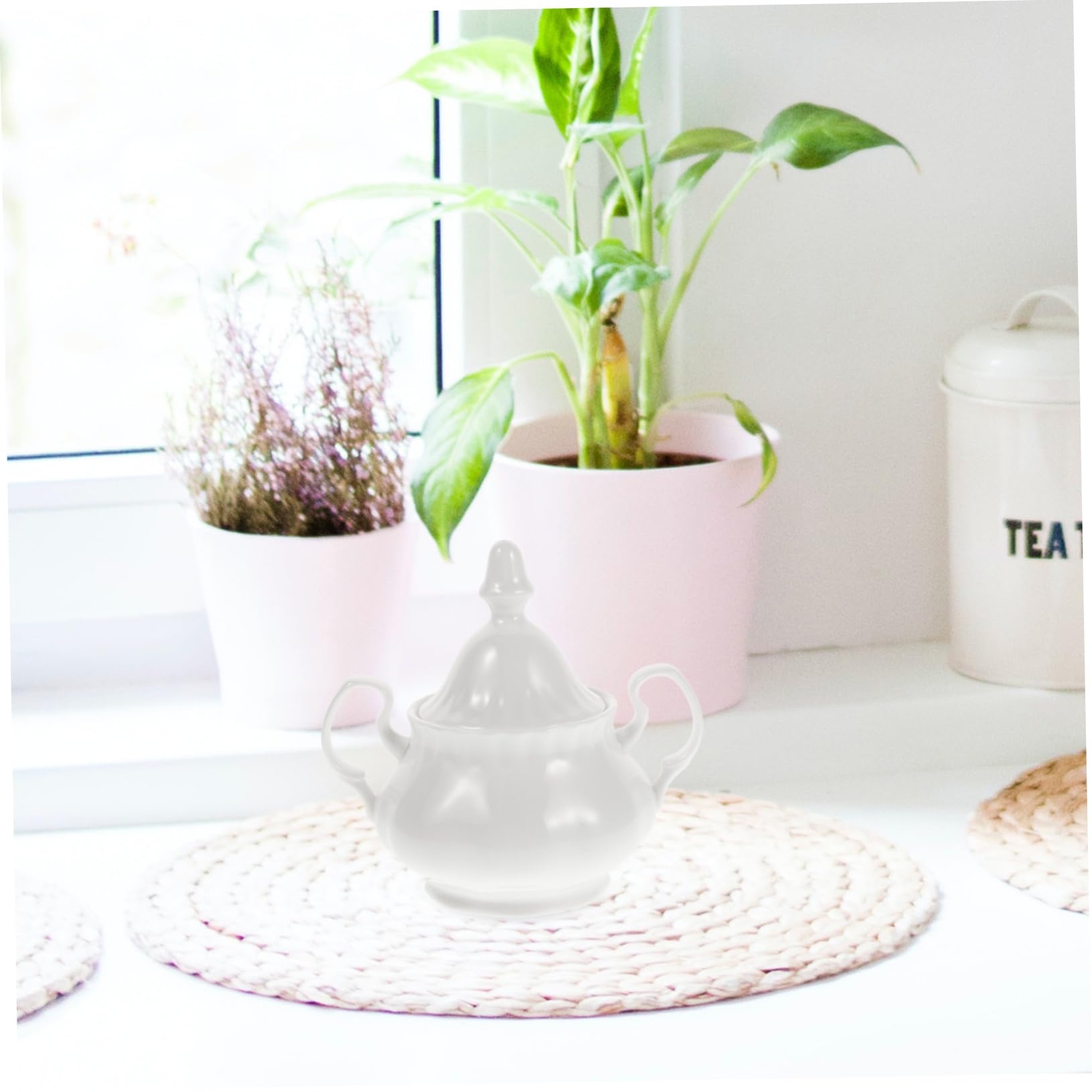 Azucarero Tetera Contenedor De Harina Azucarero Cafetera para Cápsulas Té Café Azucareros Lechera De Cerámica Contenedor De Condimentos De Cocina Azucarero con Tapa Cerám,