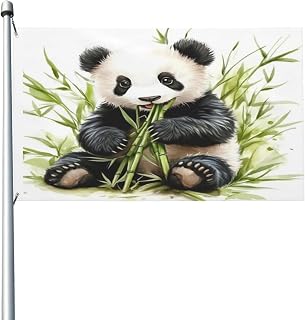 Panda Bamboo Garden Flag 3x5FT Double Sided Banner Flag for Patio Lawn Outdoor Decor Party Events