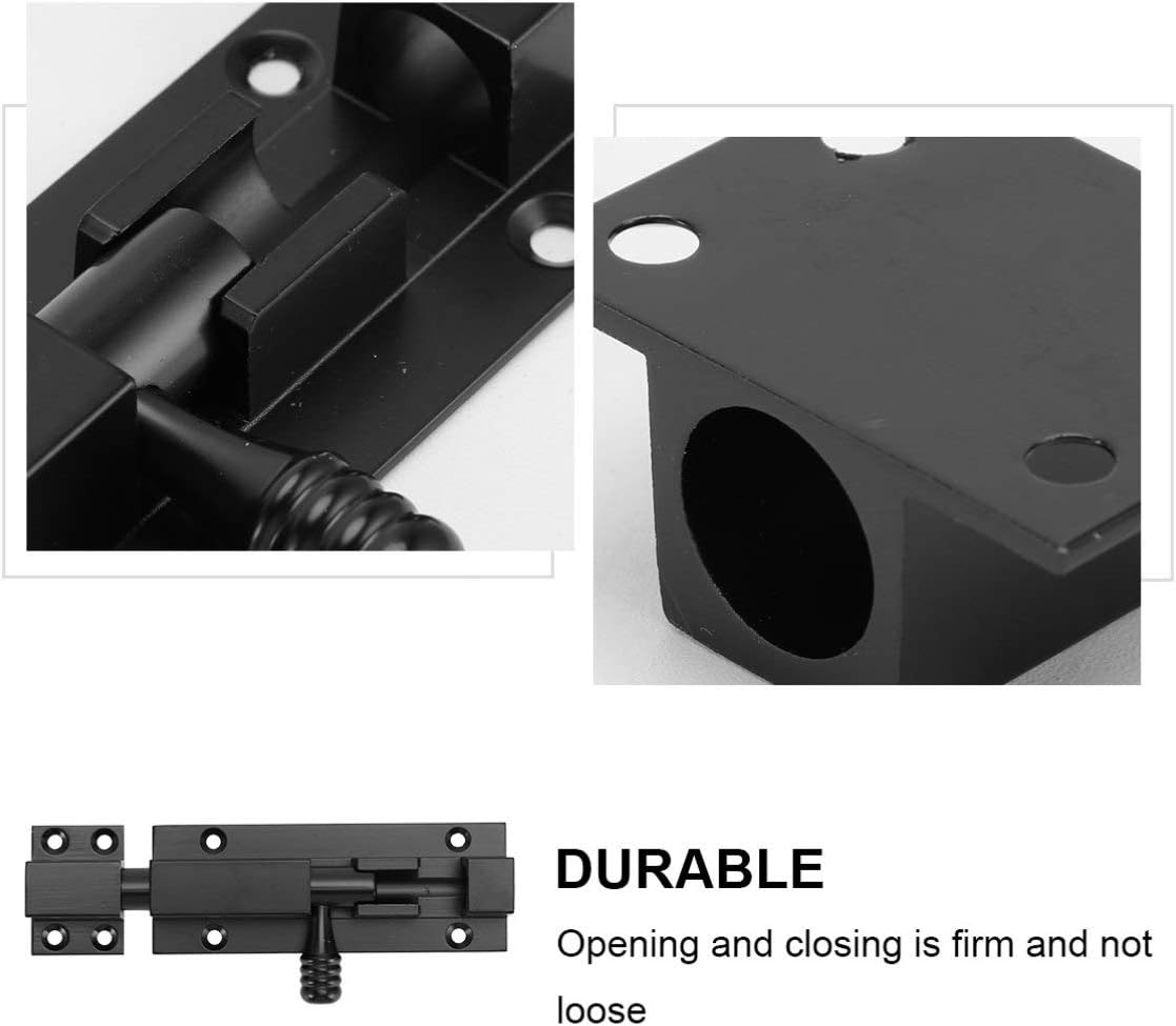 Plug Gate Lock Yard Door Lock Door Bolt Slide Bolt Gate Latch Privacy Barrel Bolt Sliding Privacy Bolt Door Privacy Lock Black Buttons Push and Pull Long Bolt Aluminum Alloy