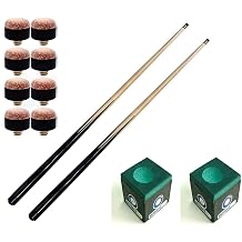 2 x KIDS 36" 3ft SMALL POOL TABLE, TIGHT SHOT CUES & 8 x TIPS & 2 GREEN CHALKS