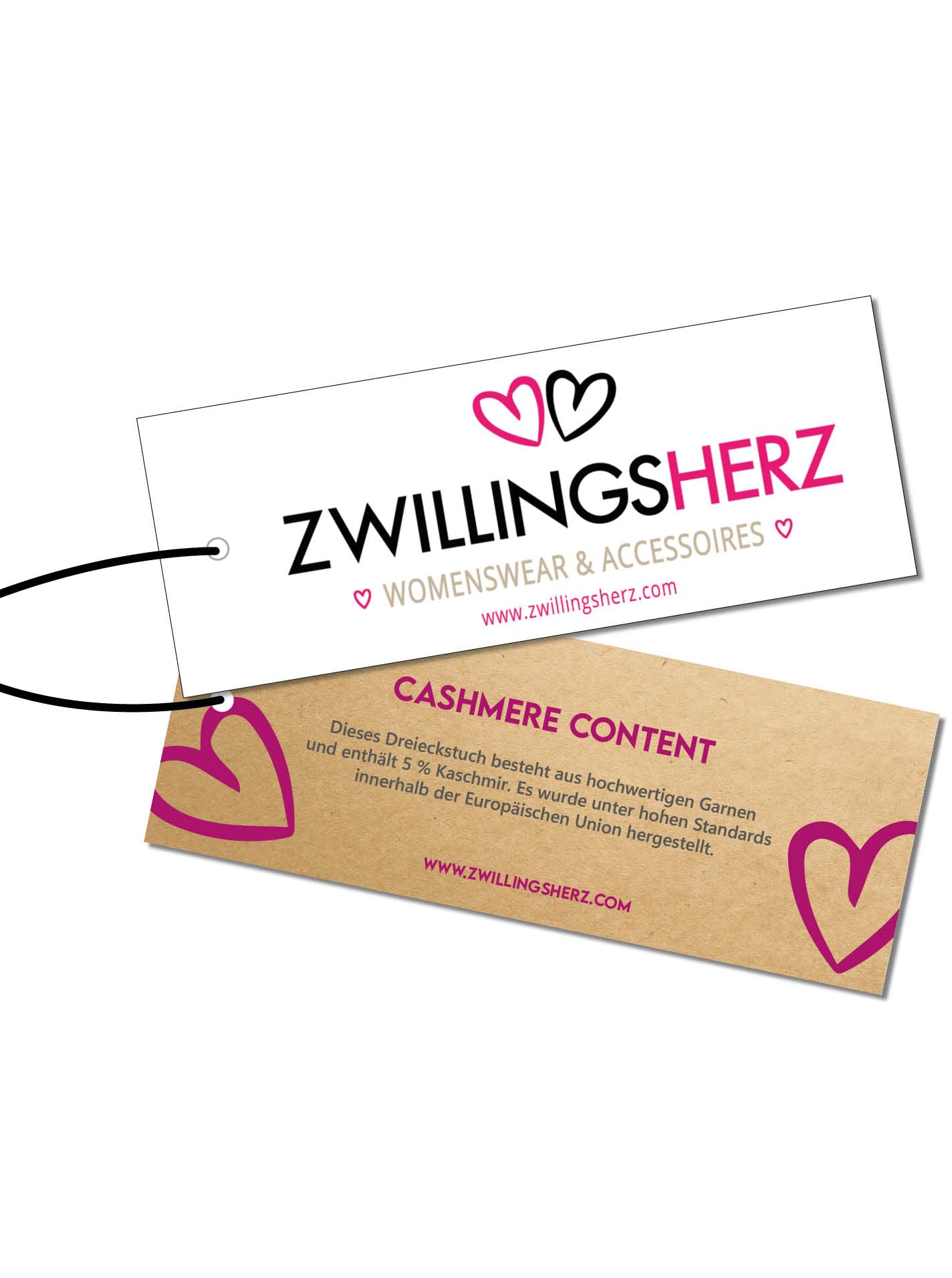 Zwillingsherz Dreieckstuch mit Kaschmir - Hochwertiger Schal im Uni Design für Damen Jungen und Mädchen - XXL Hals-Tuch und Damenschal - Strick-Waren für Sommer und Winter - 150cm x 120cm