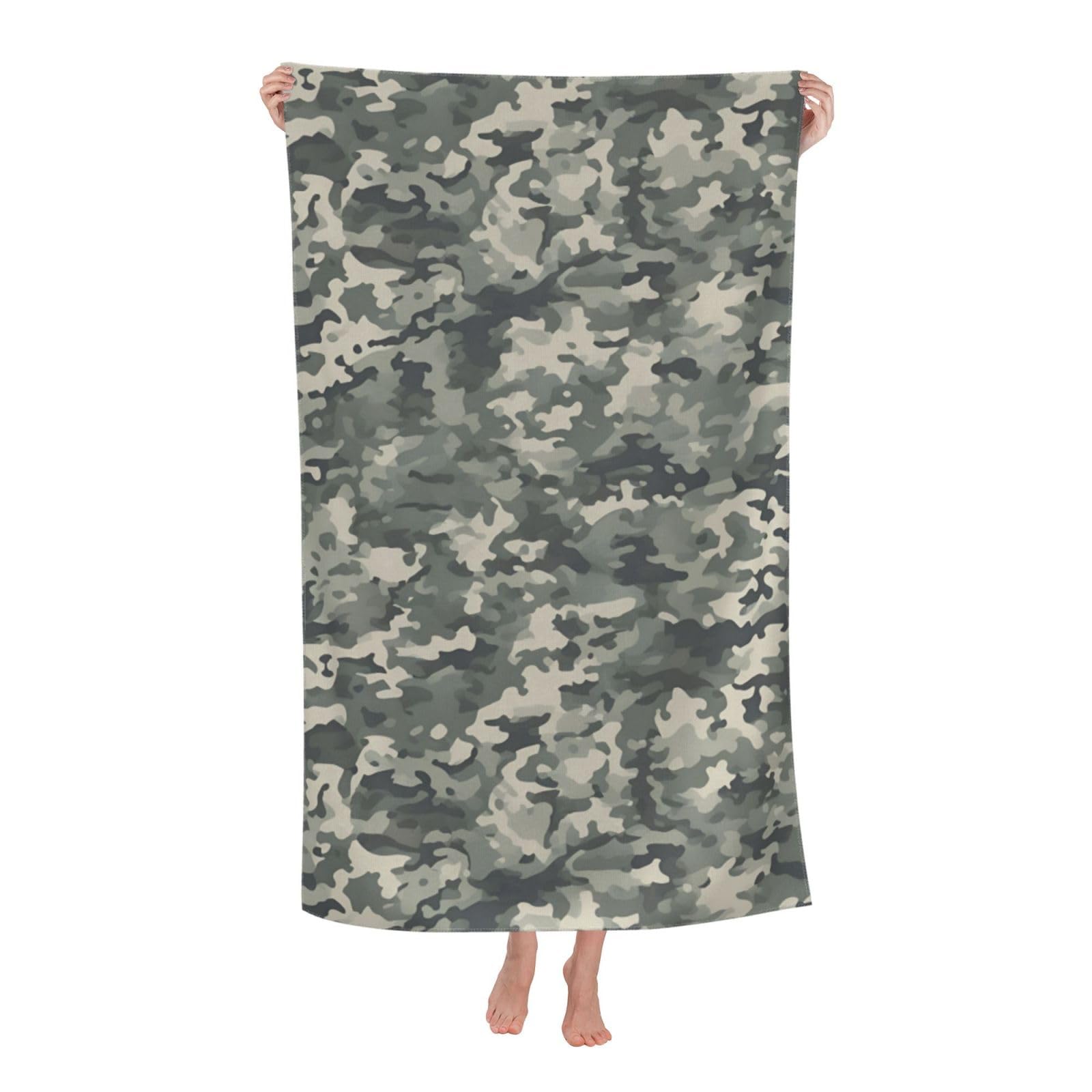 Pojknbv White Digital Camo Print Oversized Adult Beach Towel Quick-Dry Comfortable Lightweight Travel Pool Camping
