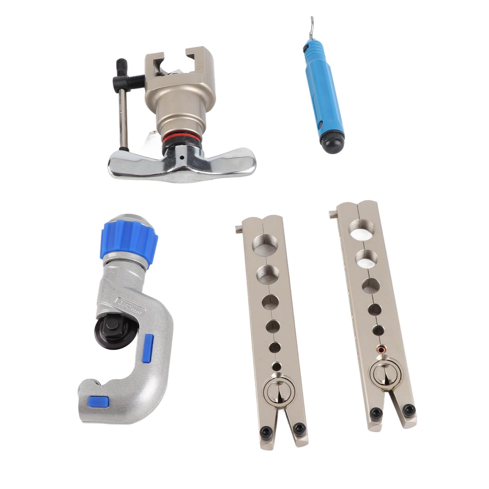 Kit de Herramientas de Expansión de Tuberías Juego de Expansor de Tubos Excéntrico y Escariador de Desbarbado de Acero de Aleación para Reparaciones de Acondicionadores, Refrigeradores y
