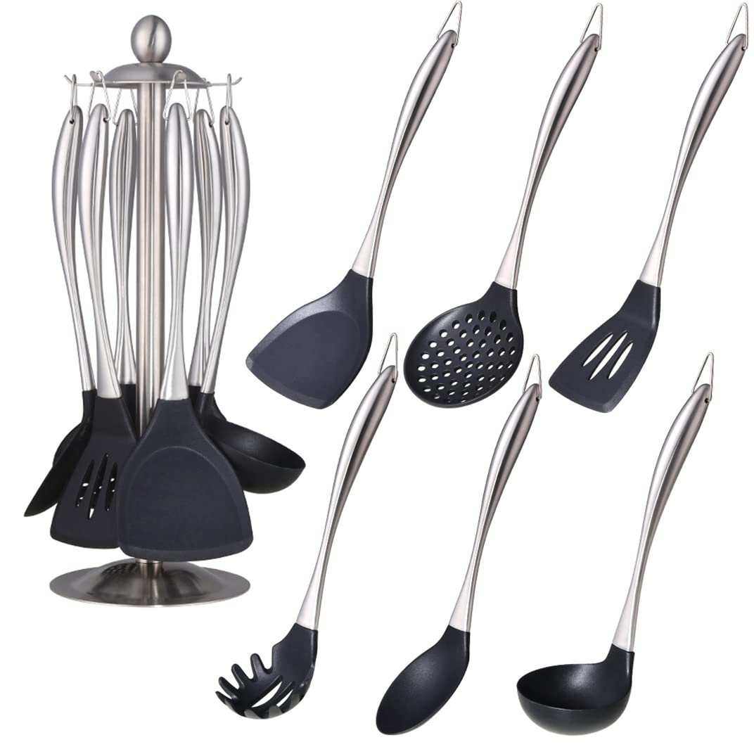 Silicone Cooking Utensil Set, 7 pcs Silicone Cooking Kitchen Utensils Set