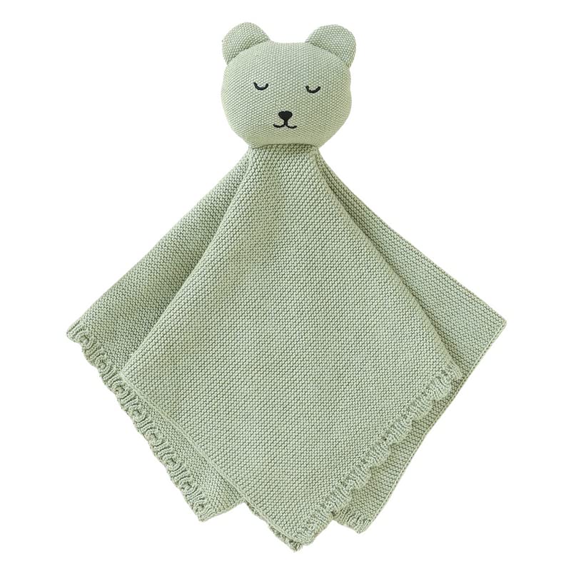 Image of LAWKUL Baby Lovie Knit Newborn Babies Security Blankets Bear Lovey Cuddly Comforter Safe Loveys for Infant Boy Girl Green