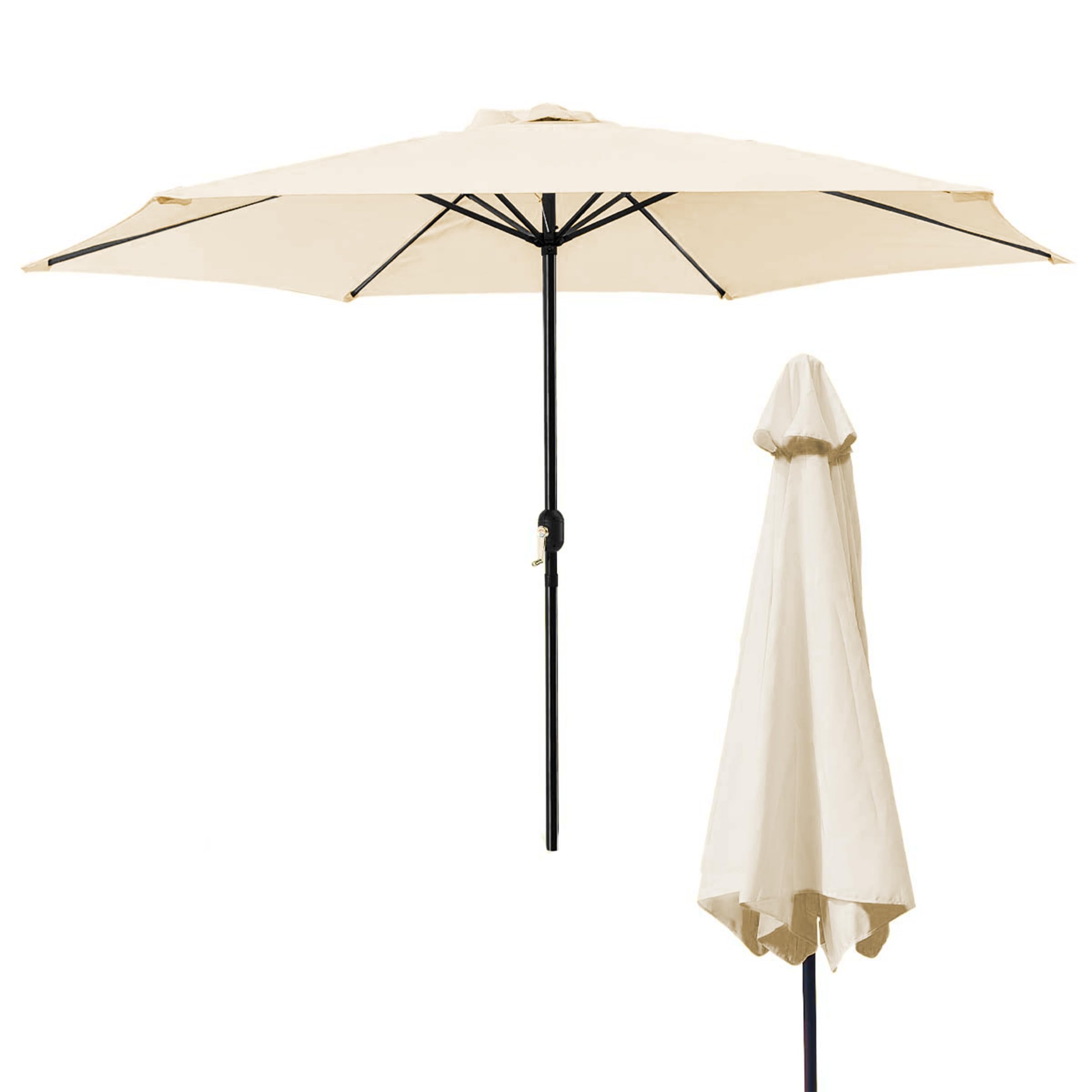 BESCH Sombrilla Parasol Grande con Manivela para Jardin Terraza Patio Exterior Tubo de Acero - Paragua Grande Protección UV UPF 50+