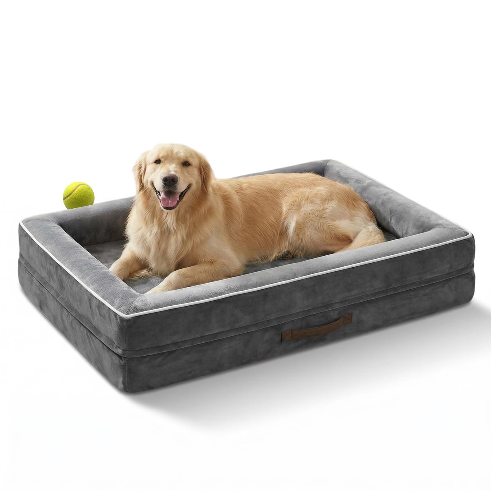 Upvilla Orthopädisches Hundebett mittelgroße Hunde, Hundekorb Waschbar mit Eierförmiger Kistenschaum，Wasserdicht Hundesofa mit rutschfeste Unterseite und Vierseitiges Kissen