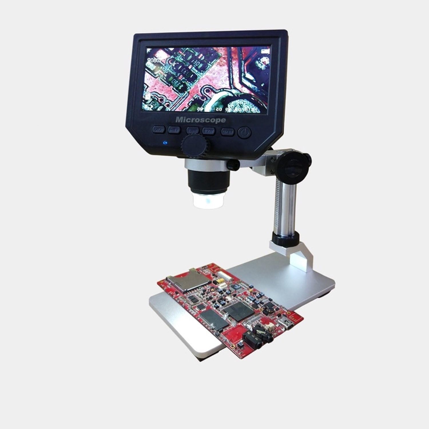 SATKIT Microscopio Digital LCD 4,3 Pulgadas Sensor 3,6MP HD Zoom 20x-600x con Soporte Metálico para Electrónica y Soldadura