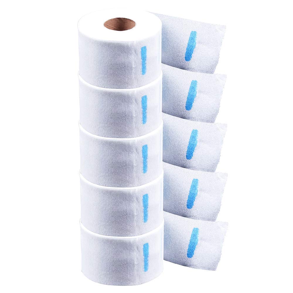 ANCLLO 450 Tiras de Cuello de peluquería, Profesional elástico Banda de Rollo Papel Cuello, para Corte de Pelo, Accesorios de peluquería para el Cuello, Suministros para peluquería (5 Rollos)
