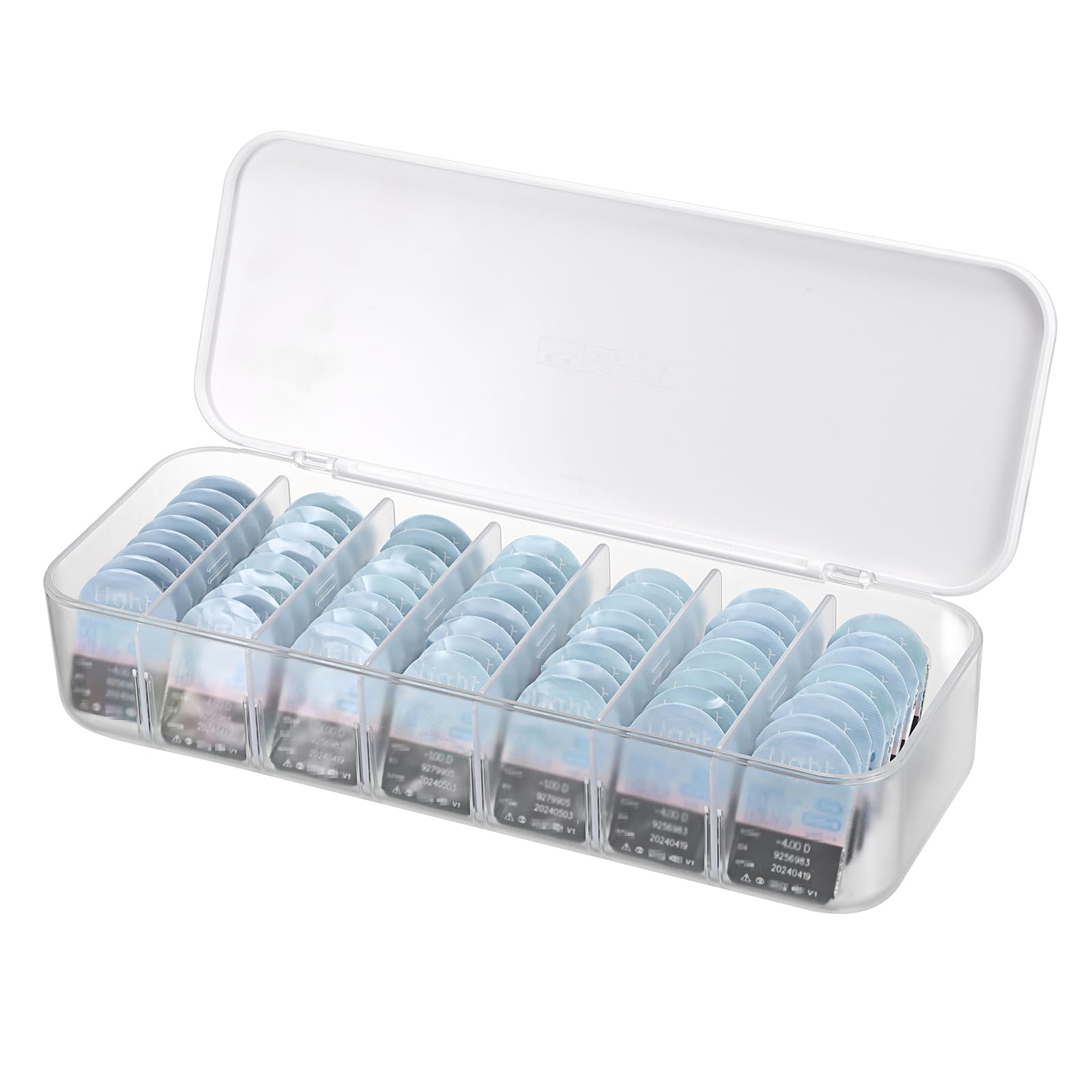 SUMTree 1 estuche organizador de lentes de contacto de colores, dispensador de lentes de contacto desechable, caja de almacenamiento dividida para todas las marcas de lentes de contacto diarias, Clear