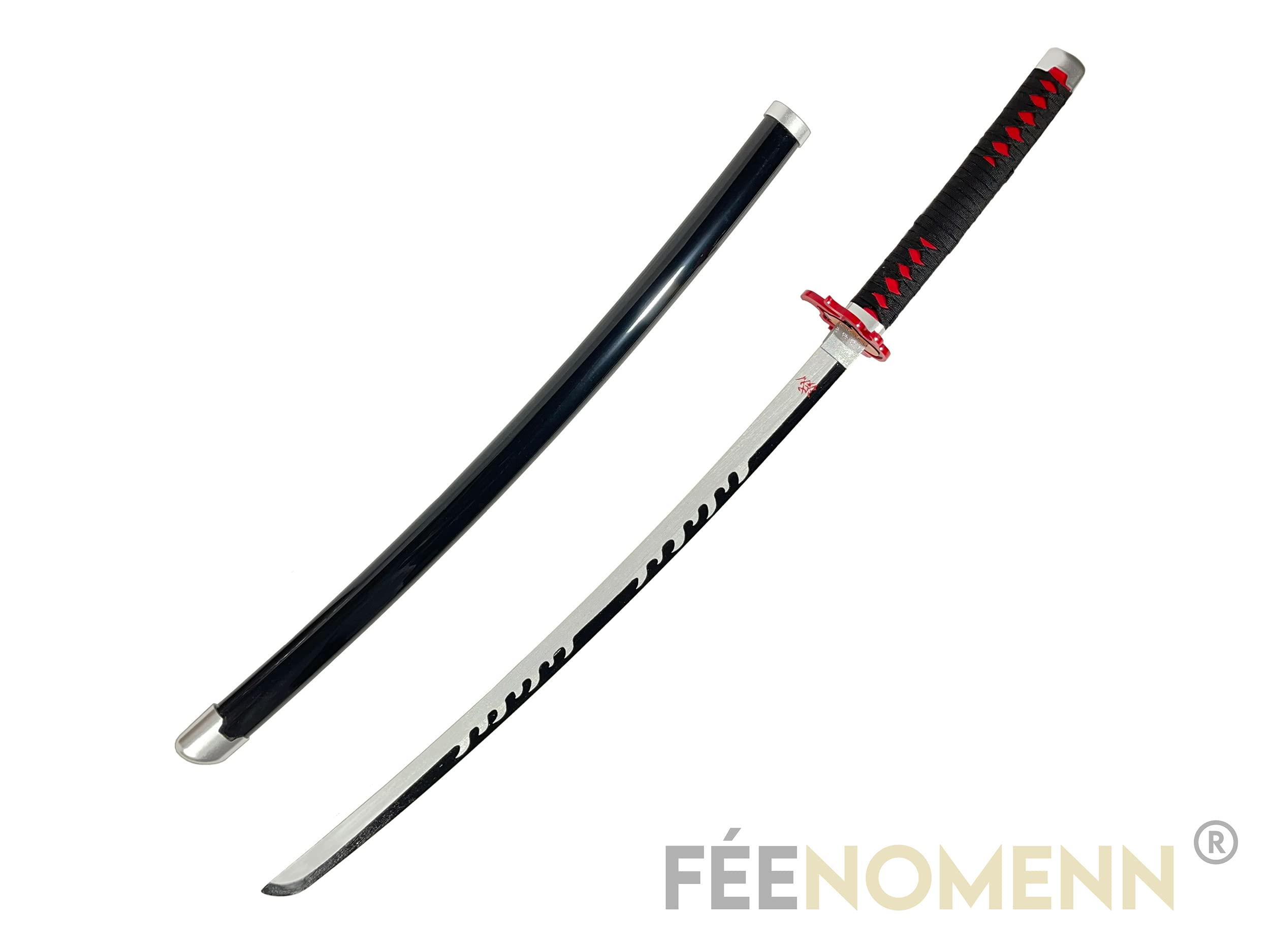 Katana Tanjiro Kamado Red Nichirin - Miecz Drewniany Ostrze - Japoński Stojak W zestawie