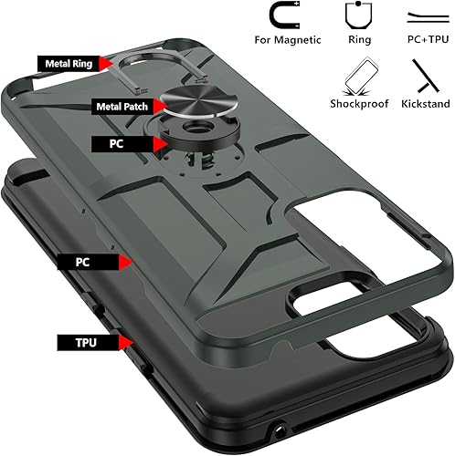 Miniatura 6 de Funda para LG K52LG Q52LG K42LG K62, LG K62  K62 Plus con 3 protectores de pantalla de vidrio templado, soporte de anillo integrado y soporte