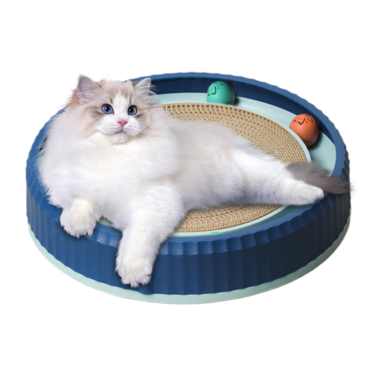 Arbre à chat avec base griffoir ronde et 2 balles pour chaton