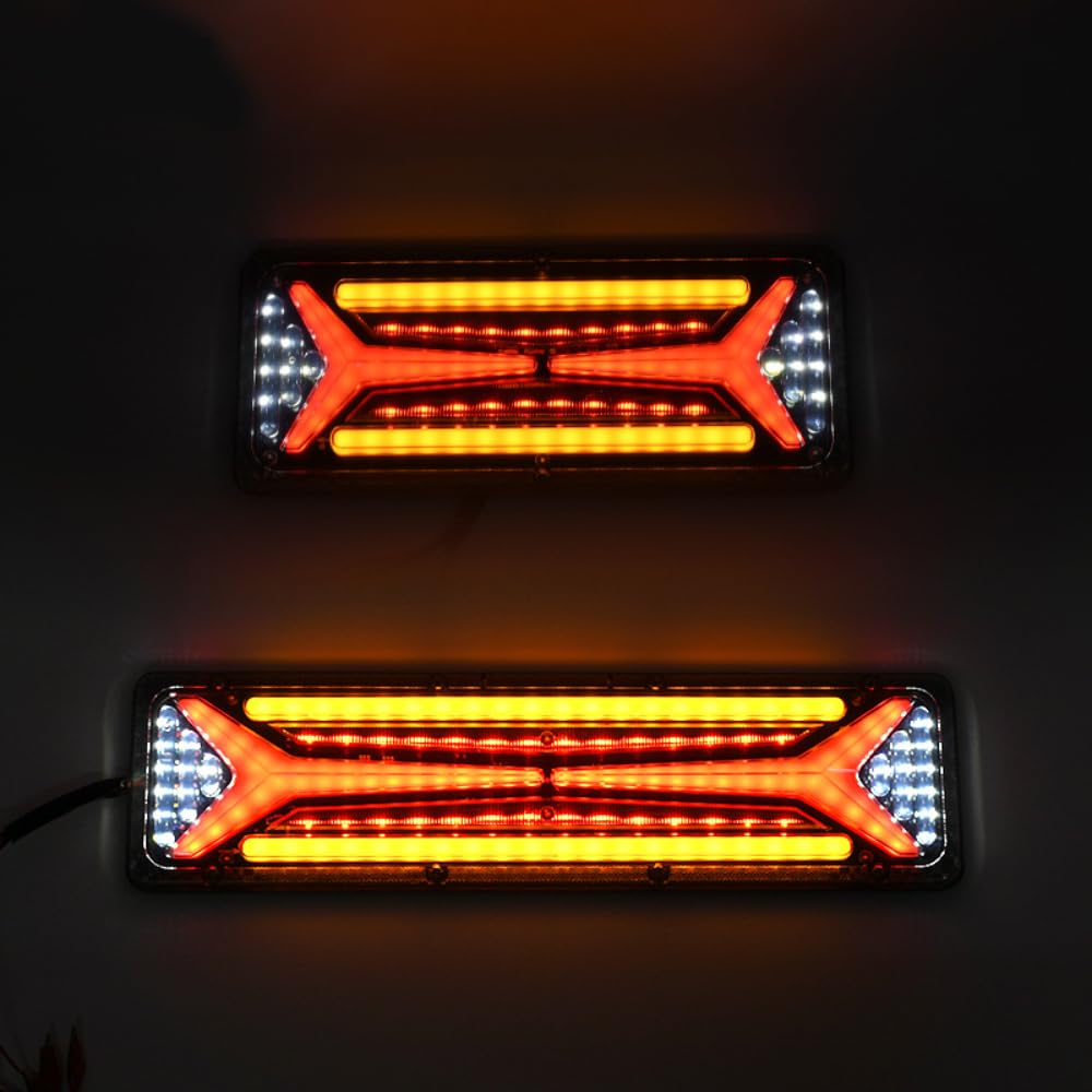 NEWFUN Feux de remorque led，Feux remorque，Feu arriere remorque à 6 fonctions，Droite + gauche，Universel Imperméable à l'eau，Compatible Avec un Grand nombre de Modèles et de Remorques