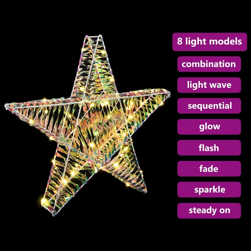 Estrella 3D con 50 ledes blanco cálido PET decoración navideña 55 x 52,5 x 9 cm alimentado por USB para interior y exterior festivo decoración de Adviento ventana salón
