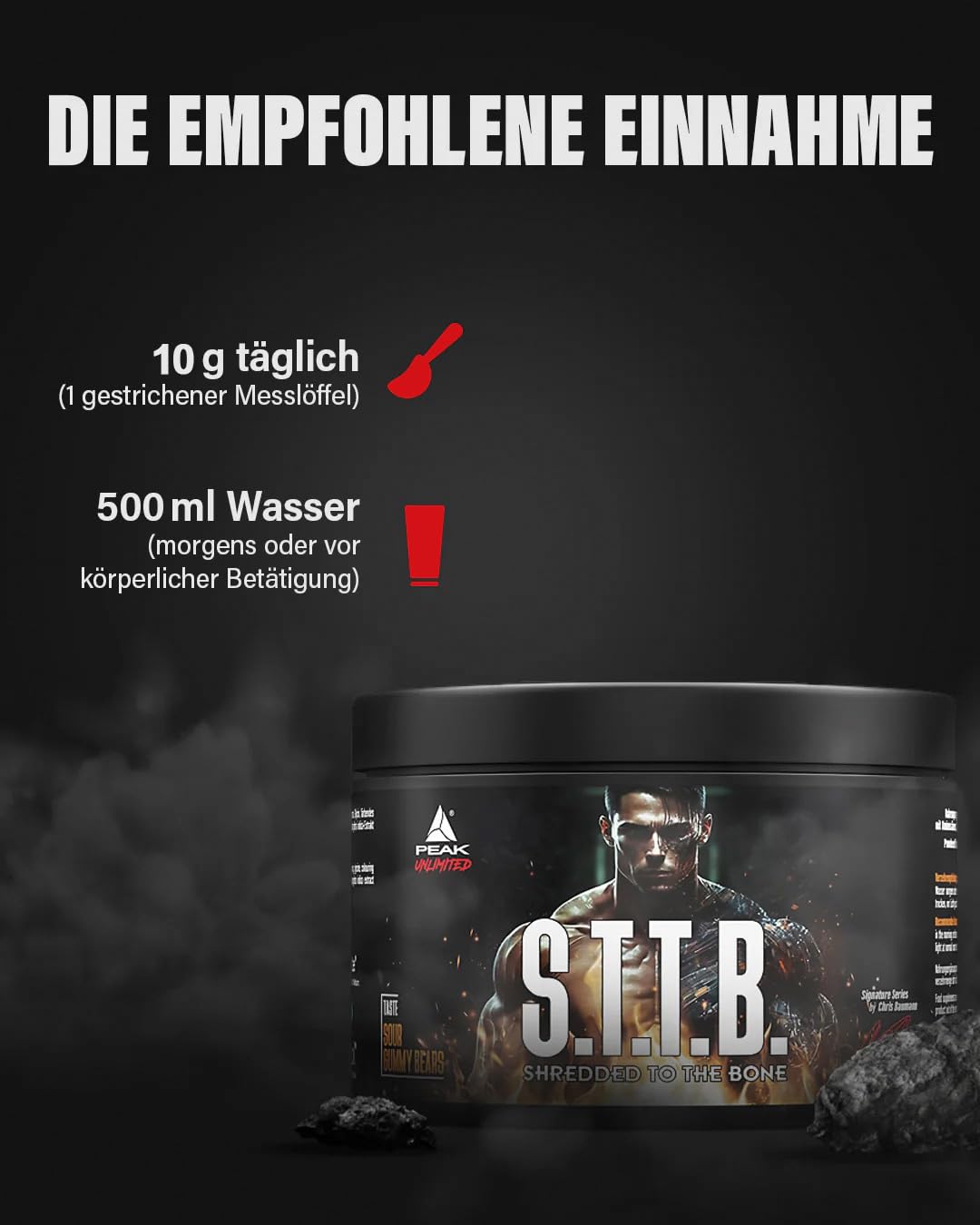 PEAK S.T.T.B - Shredded to the bone - 300g Geschmack Tutti Frutti I 30 Portionen I Diät Drink und Stoffwechsel Booster mit Sinetrol®, Zynamite® und GBBGO® I ohne Koffein