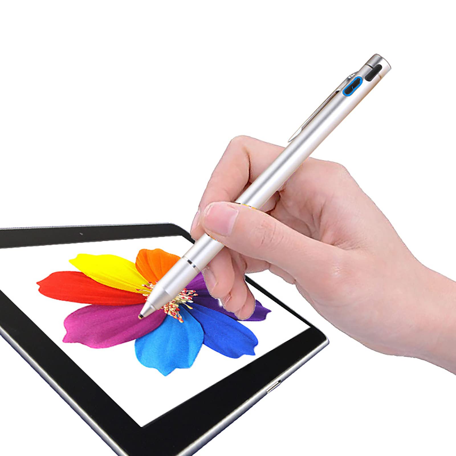 Stylet pour écrans tactiles argenté compatible smartphone et tablette - 6