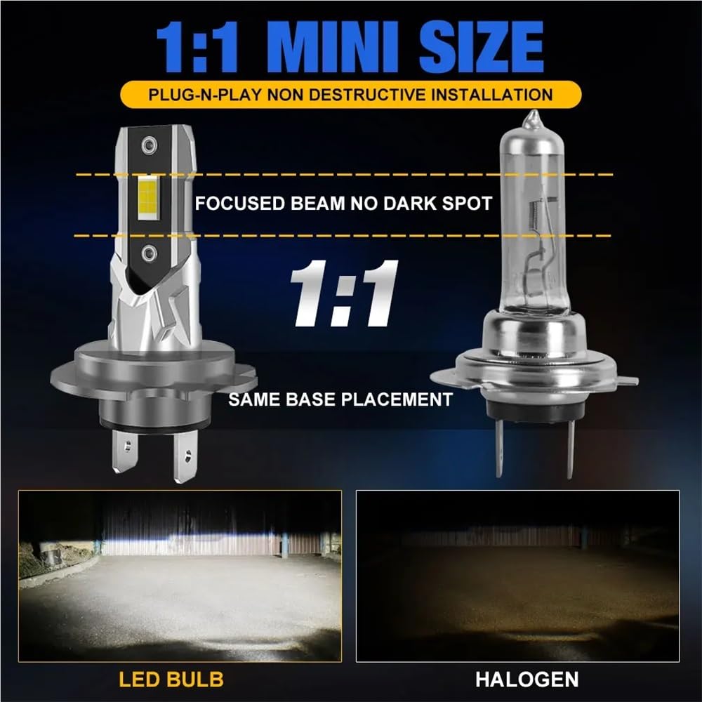 20000LM H7 Kit faro LED Mini lampadina 100W CSP 3570 adatto for fari auto Fendinebbia automatici Canbus H7 Led Turbo Automobile 12V 6000K