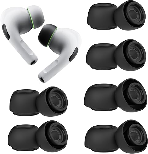 6 pares de almohadillas de repuesto para AirPods Pro y AirPods Pro de 2 generación con orificio de reducción de ruido, sin dolor de silicona para