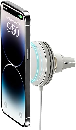 iOttie Velox Mini MagSafe Compatible Soporte para ventilación de coche en gris astral con carga inalámbrica para iPhone 13, 14, 15 Series