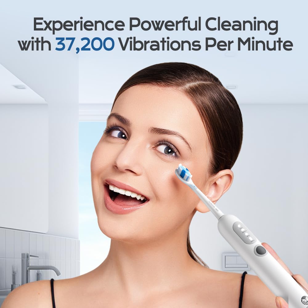 UltraSonic Pro Whitening Zahnbürste – 37.200/min Vibrationen, 180-Tage-Akku, 2 Bürstenköpfe & reisefreundlich – Von Zahnärzten empfohlene Tiefenreinigung